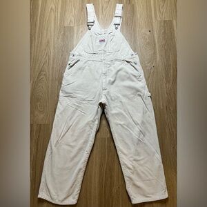 Vintage 90s IKEDA Corduroy Bib Overalls Made in Canada Cream Sz Large